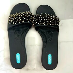 Never worn, brand new Sandals with sparkly beads